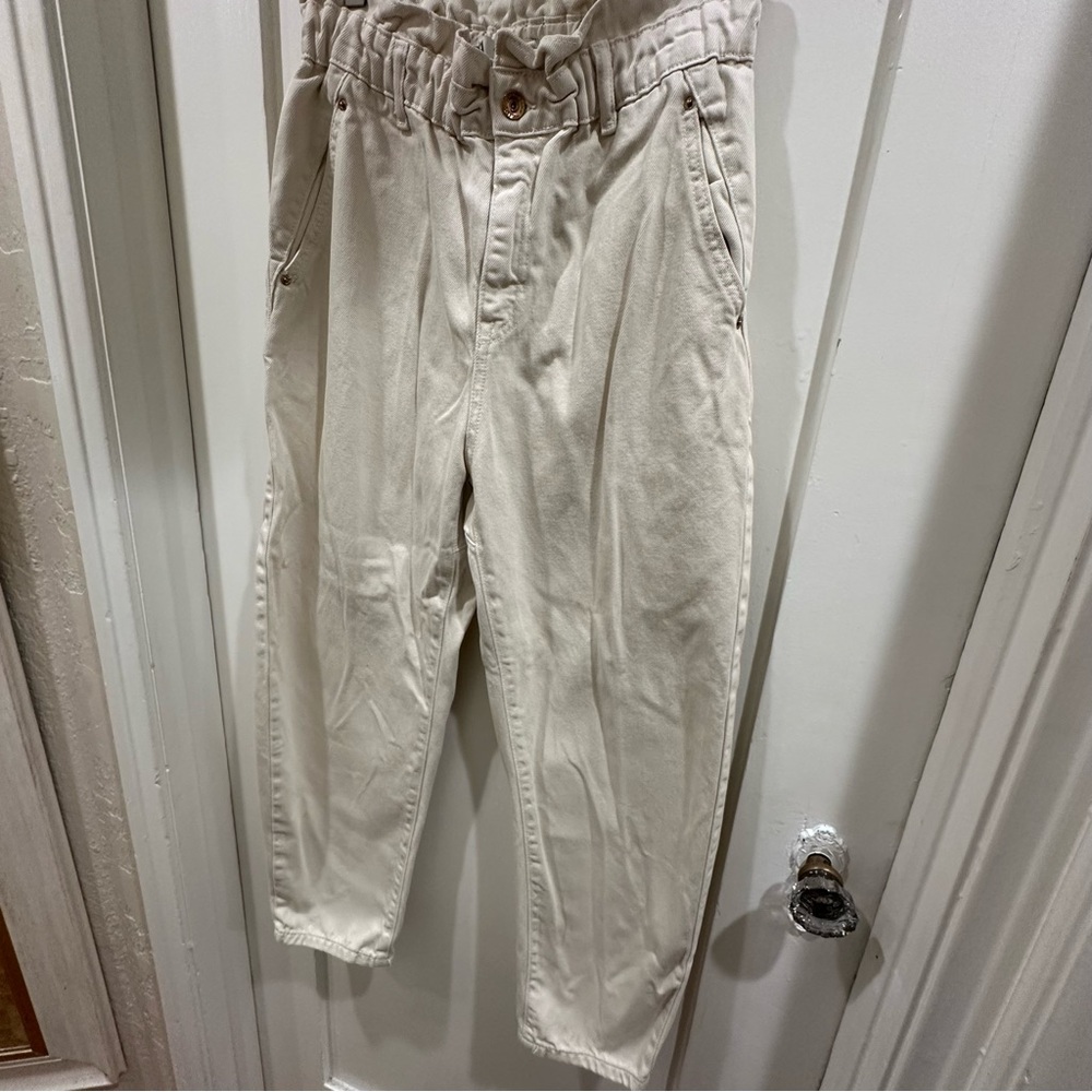 Zara Cream Paperbag Waist Trousers